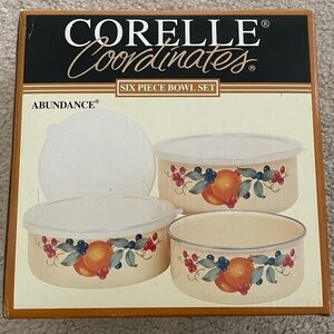 Vintage Corelle Coordinates Abundance 3 Nesting Storage Bowls lids Fruit berries